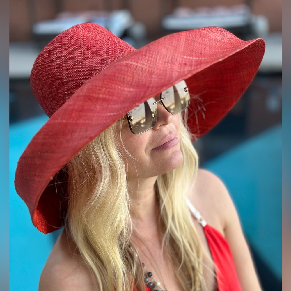 Stylish Red Wide-Brim Hat